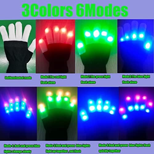 DALEDWN Led Ръкавици Цветни Мигащи Осветителни Ръкавици 3 цвята 6 Режима на Стръмни Играчки за Момчета и Момичета