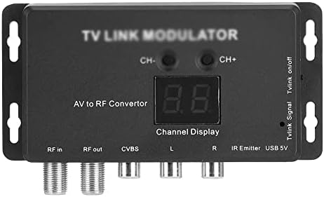 DLOETT UHF TV Link Модулатор на AV-Радиочестотни Конвертор IR удължител с 21-канальным дисплей PAL/NTSC по Избор Пластмаса Черен (цвят: E)