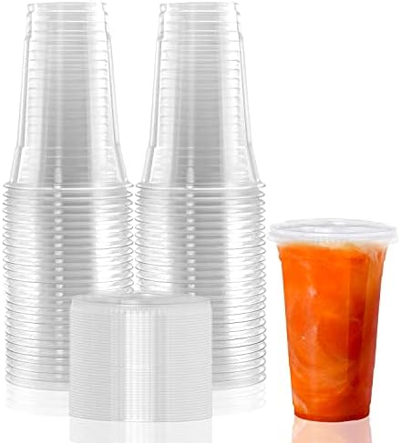 50 групи от Прозрачни пластмасови Чашки от по 20 грама с Капаци, Кристално Чисти Пластмасови Чаши за Еднократна употреба за Страни от домашни любимци, Чаши за Шейкове