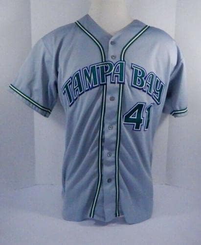 2001-02 Tampa Bay Devil Rays Пол Уилсън #41 Използвана в играта Сива Риза DP06400 - Използваните в играта тениски MLB