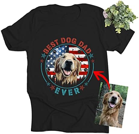 Персонализирани Тениски за кучета Pawarts Best Dog Dad Ever with America Flag - Тениски с американската Патриотична тематика