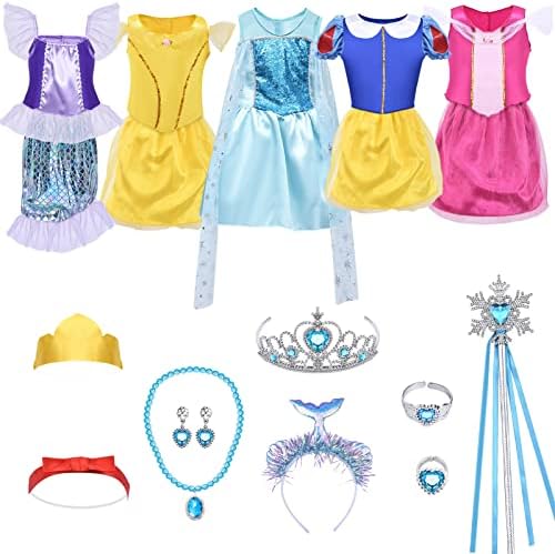 Tacobear/начинът, по който дрехите на Принцеса за момиченца, комплект дрехи с качулка, Русалка, Елза, Снежанка,