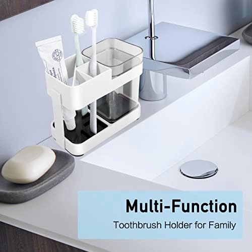 Държач за четка за зъби с 1 Чаша, 3 Прорези, за организиране на баня, Контейнер за съхранение на паста за зъби, За съхранение на традиционни или Електрическа четка за ?