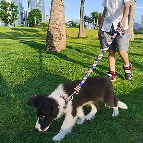 Кариран нашийник за кучета с флага на сащ и каишка с быстросъемной ключалката се предлага в 4 размера - Мек, удобен, регулируем