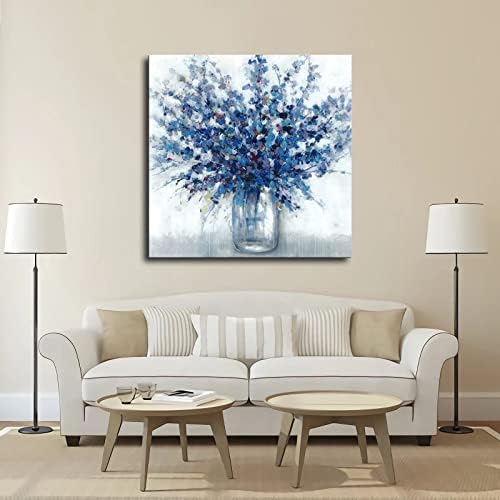 Плакати със сини цветя във ваза - Декорация на дома - Стенно изкуство, Декорация, офис, Художествена печат на стената в ретро