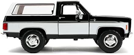 Jada Toys 1980 Chevy Blazer K5 Черно-Бяла Кола, Хвърли под налягане в мащаб 1:24