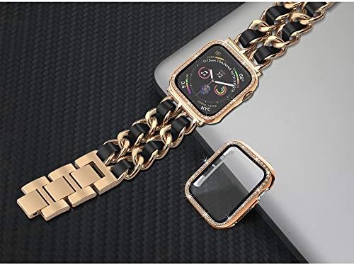 Каишка Mosonio за Apple Watch, съвместим с iWatch серия 8/7, каишка iwatch с 2 и с малко пари 45-мм-блестящо