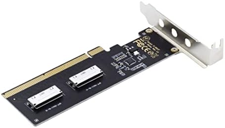 Адаптер CY PCIe за СФФ-8611, адаптер Oculink СФФ-8612 СФФ-8611 за PCIe PCI-Express 16x 4X с един порт SATA захранване за видеокартата и дънната платка (двойна 8X Oculink за PCI-E 16X)