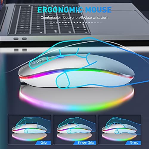 Безжична мишка AI Ico LED, Трехрежимная мишката 5,2/3,0 2,4 G, Акумулаторна, Нов тип безжичен Безшумна мишка, Безжична мишка за лаптоп, PC, MacBook Air, MacBook Pro, ipad, Mac, Компютърна мишка