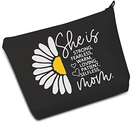 JXGZSO Косметичка с цветя She Is Strong Козметични чанти с Цветя от Лайка Подарък за Деня На Майката За мама (чанта с цветя