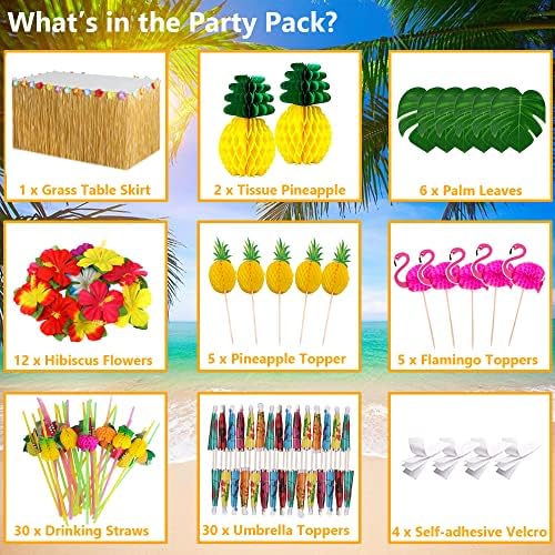 Комплект украси за партита в тропически стил Luau, Хавайски Плаж, Сувенири за парти в стил Luau, Вечерни аксесоари