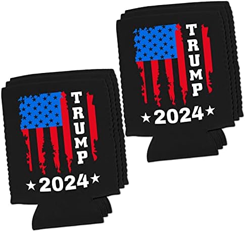 Голямата заплаха на Доналд Тръмп 2024 - Върни Америка - Кулата Могат да Охладители политически напитки Coolies-Черен (2) (6)