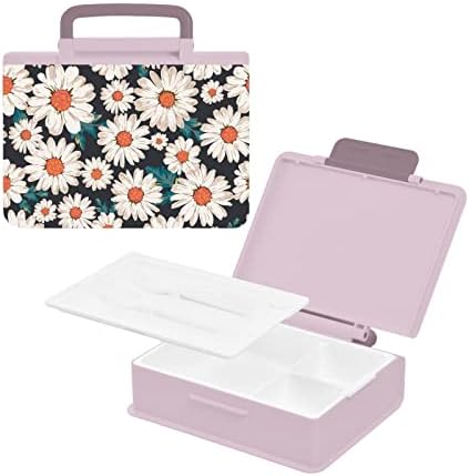 Кутия за обяд ALAZA Floral Daisy Bento, Херметични Контейнери за обяд, които не съдържат BPA, с вилица и лъжица,