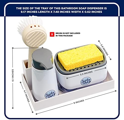 4 бр. Ръчно опаковка за кухненския сапун с приставка гъба + Опаковка за измиване на ръцете и удобна множество | Организирана Нескользящая акрилна поставка + дупки за
