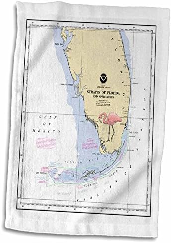 Триизмерен печат на Морската карта на Южна Флорида с фламинго - Кърпи (twl-214253-3)