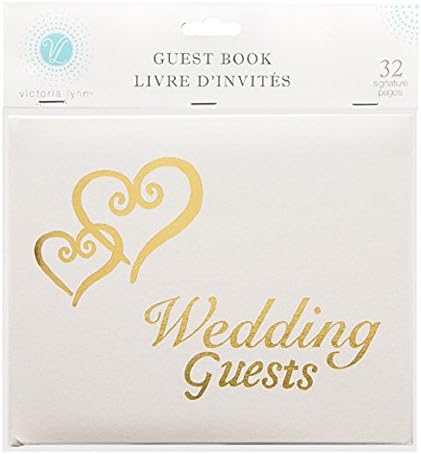 Дарис Виктория Лин Бяла Сватбена книга за Гости със Златни букви и Сърца 32 Страници
