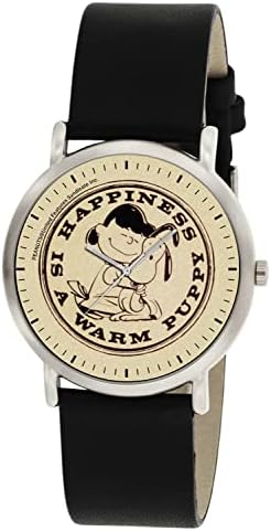 Щастието е Топло Кученце. Peanuts Снупи & Lucy Реколта Часовници от Плътен Месинг цвят Сепии с Подарък кутия