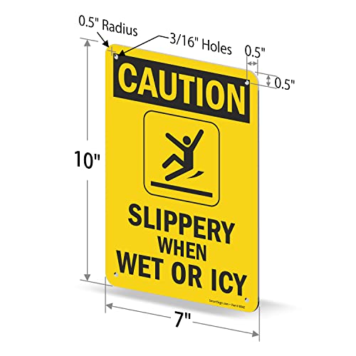 Знак SmartSign Внимателно - Хлъзгави, когато са мокри или пудра | Пластмаса 7 x 10