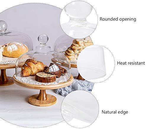 Стъклена поставка за торта Zerodeko, 3 предмет, прахоустойчив, калъф, със стъклен капак, капак за дисплей на тортата, прозрачен цветен форма за торта с купол
