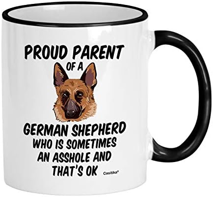 Чаши немски овчарки Casitika. Кафеена чаша Shepard обем 11 грама. Горд съм, майка немска овчарка, Която Понякога се Държи Като Идиот, И Това е нормално.