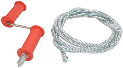 X-DREE Дренаж, Шнекове За премахване на засоров Канализационната Мивка за Пречистване на водопроводни тръби Червен 9,8 Фута кабел от въглеродна стомана (Предишна шнек?