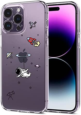 Калъф NITITOP, съвместим с iPhone 14 Pro Max, Прозрачен, симпатичен, с участието на астронавти в Космоса, Естетически планети, Звезди, творчески модел, за жени и Момичета, меко у