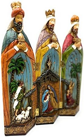 На коледа Мигове на времето, 3 Крал-Мъдрец, Трикуспидалната Коледна декорация за Коледната трапеза, Ръчно рисувани (11 В х 9,6Ш х 1,7 Г)