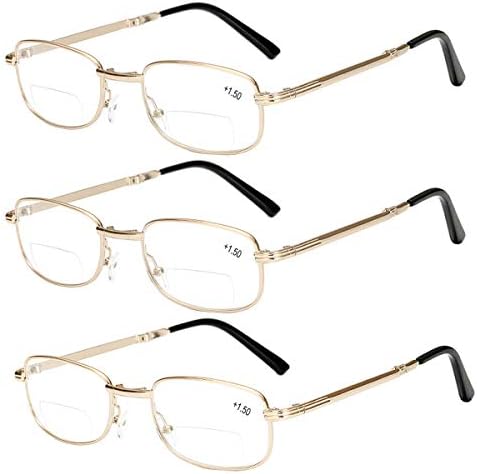 Бифокални Очила За четене Модни Сгъваеми Ридеры в Метална Рамка с Чехлами Джобни Очила за Четене за Мъже и Жени + 2,50 Новост