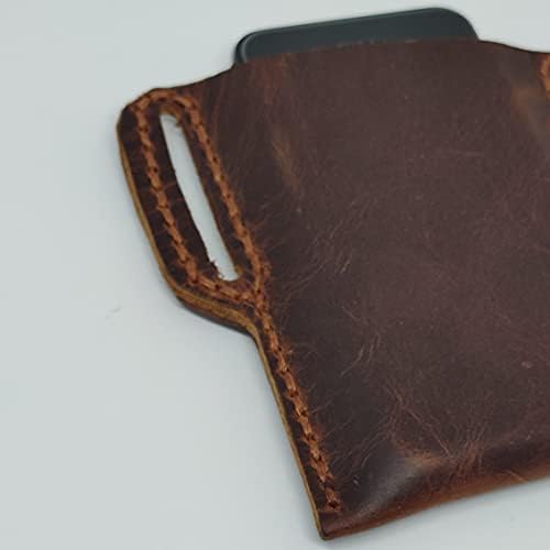 Чанта-кобур от естествена кожа за ZTE Nubia Red Magic 3, Калъф за вашия телефон ръчна изработка от естествена кожа, Изработен по поръчка Кожен Калъф-чанта за носене със стран
