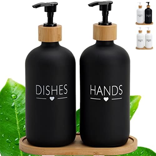 Комплект Стъклени Дозаторов за сапун от 2 опаковки, Захранващи Кухненския сапун за Кухненски мивки на 16 Унции, Захранващи
