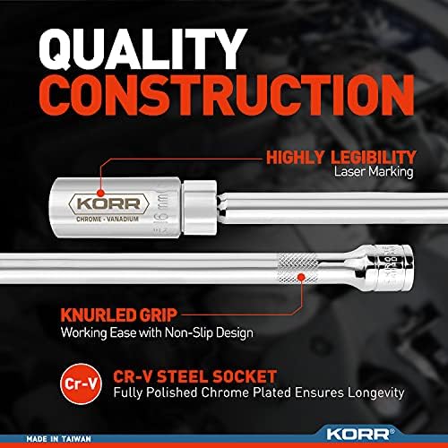 KORR Tools KSI001 5/8-Инчов магнитен конектор за свещи, който има 3/8 инча, Въртящ удължител с дължина 10 инча