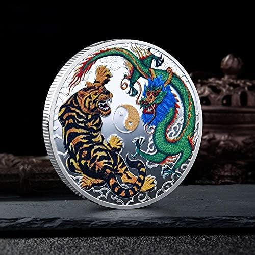 Медал Драконови битки с изображение на Тигър Древните Митове и Легенди Айса Златни Възпоменателни Монети,