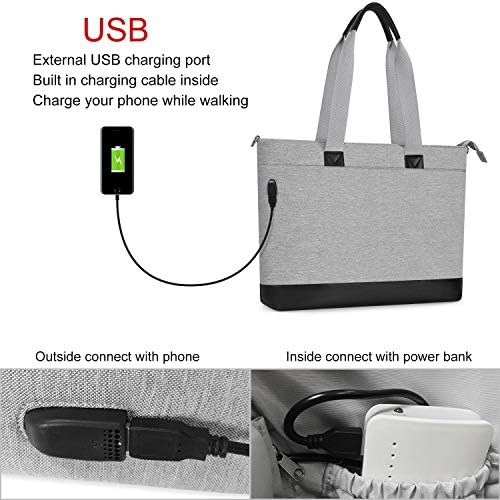 Чанта-тоут за лаптоп MOSISO с USB порт (17-17,3 инча), Голям Органайзер За работа в бизнес Офиса, Пътуване, Пазаруване,