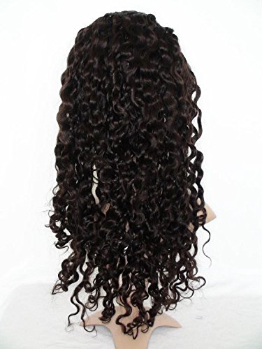 Красивите 8 Къса перуки, изработени от човешка коса на дантели, перука с невидима част, бразилски естествени коси Реми, дълбока вълна, къдрава, с цвят # 2-тъмно кафяво