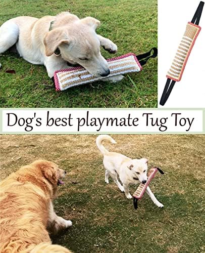 Играчка куче за теглене на въже Clysrou, Твърда джутовая възглавница за хапка - Трайно обзавеждане за дресура - Интерактивна играчка за кученца от големи кучета. (Коноп