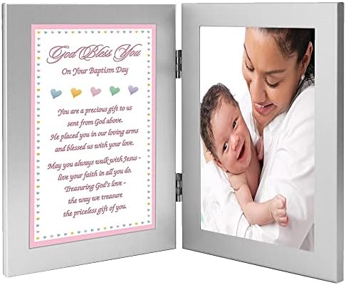 Поетичен подаръци, Подарък за Кръщене на момиченце - Добавете снимка с размери 4x6 инча в Двойна рамка