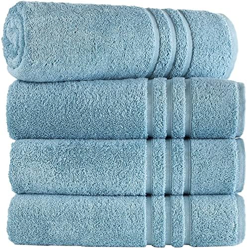 Хавлиени кърпи от лен за хаммама Светло син цвят, 4 опаковки - 27x54 Меки и поглъщащ, премия за качество, идеални за ежедневна употреба, хавлия от памук