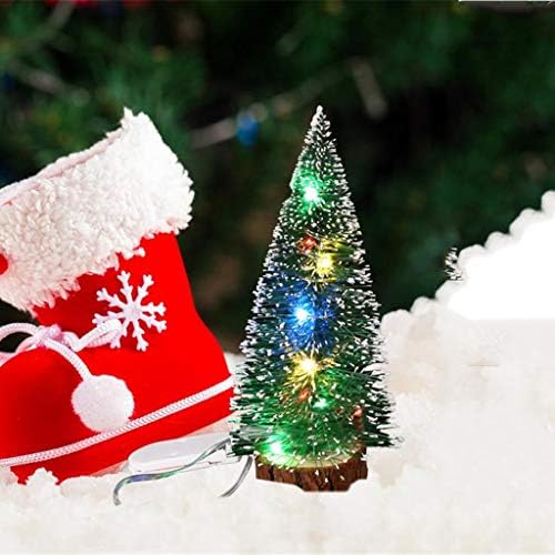 Коледна украса XIOS 2022 с Led Елха, Коледни Настолни Лампи, Мини-Декор за Дома, Големи Витражи на Прозорците (Зелен,