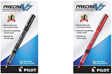 Химикалки с течни мастила PILOT Precise V7 Stick, черно мастило Fine Point (0,7 мм), 12 броя в опаковка (35346) и