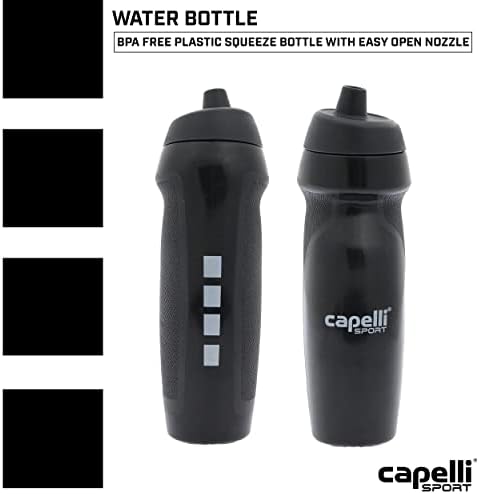 Спортна бутилка за вода Capelli Sport, Пластмасова Бутилка за вода Лесно се отваря дюзата и ламперия улавяне, Черна,
