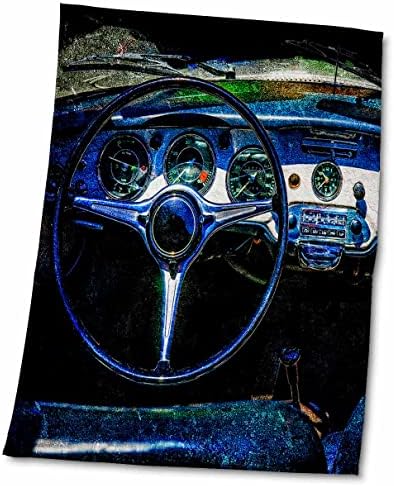 Триизмерно на волана, арматурното табло, винтажного луксозен автомобил. Текстурирани снимка - кърпи (twl-271957-3)