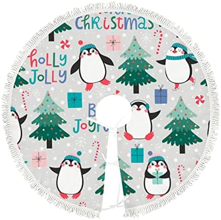 XOLLAR 48 инча Голяма Пола за Коледно Мат Щастлив Пингвин, Коледни Декорации за Зимните Партита Празник Нова Година