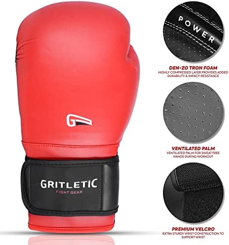 Ръкавици за бокс и тренировки Gritletic за ММА - Отлични Боксови ръкавици за мъже и жени. Ръкавици за кикбоксинга 8,10,12,14 и 16 унции