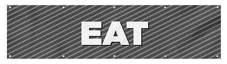 CGSignLab | Ветрозащитный Уличен Мрежест Винил банери Eat-Stripes Grey | 8 'x2'