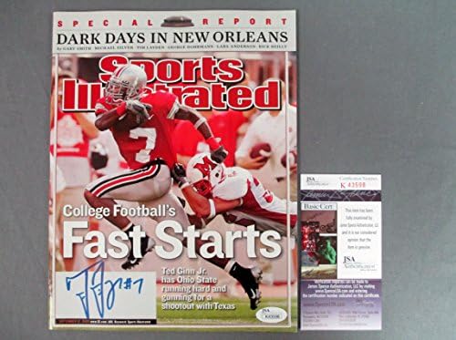 Тед Джина-младши подписа договор със списание Спортс илюстрейтид, щата Охайо, 12 септември 2005 г., Издание на JSA COA