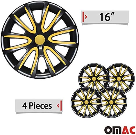 Джантите OMAC 16 см за Volkswagen Tiguan Черно-жълти и 4 бр. Капака Джанти - Шапки ступиц - Подмяна на външната повърхност на автомобилни гуми