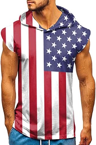 Тениски MIASHUI за мъже свободен, намаляване, мъжки ежедневни спортни с флага на Деня на независимостта, спортни за фитнес,