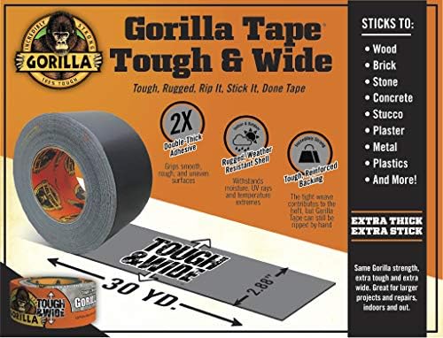 Тиксо Gorilla Tough & Wide, 2,88 инча x 30 ярда, сребриста, (Опаковка от 4 броя)