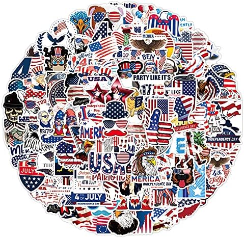 100шт Американски Етикети Ден на Независимостта Естетически Винилови стикери Стикери за лаптоп Бутилка Вода Хидро Колба