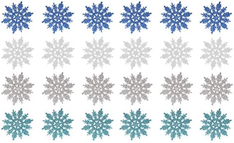 Abaodam 24шт Блестящи Снежинки Пластмасови Коледни Снежинки Украса на Прозорци